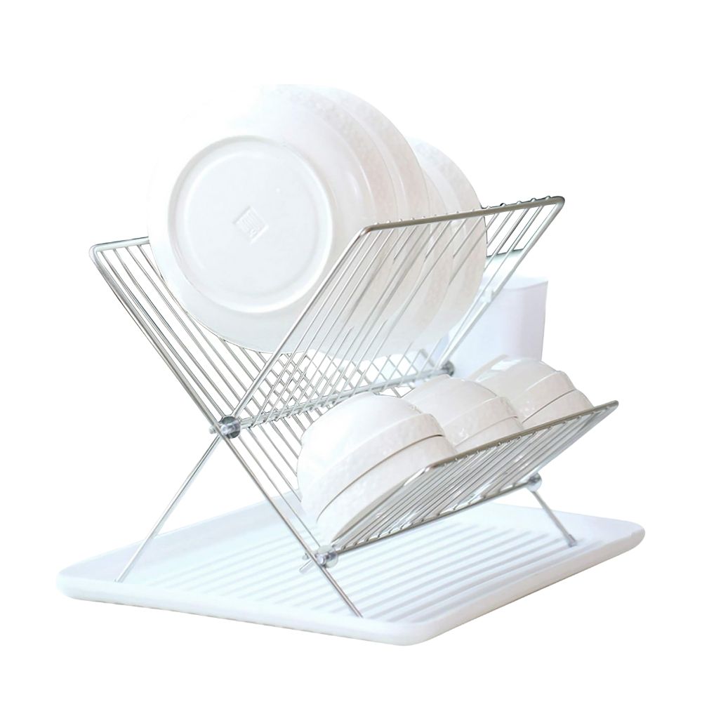 Home Essence by Masflex Foldable Dish Organizer | Dish Drying Rack with Drain Board CH-1042