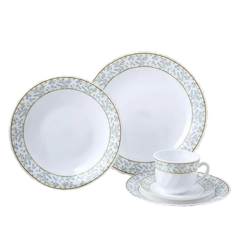 Masflex by Winland 10 pieces Opal Dinner Set in Goldline Design Made of Glass & Microwave Safe JT-17