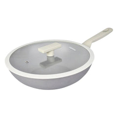 Masflex by Winland 24cm-28cm Non Stick Ultimate Forged Wok Pan with Glass Lid Induction Base
