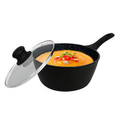 Masflex by Winland 18cm Galaxy Forged Saucepan with Glass Lid Non-Stick Induction Bottom NS-GR-84