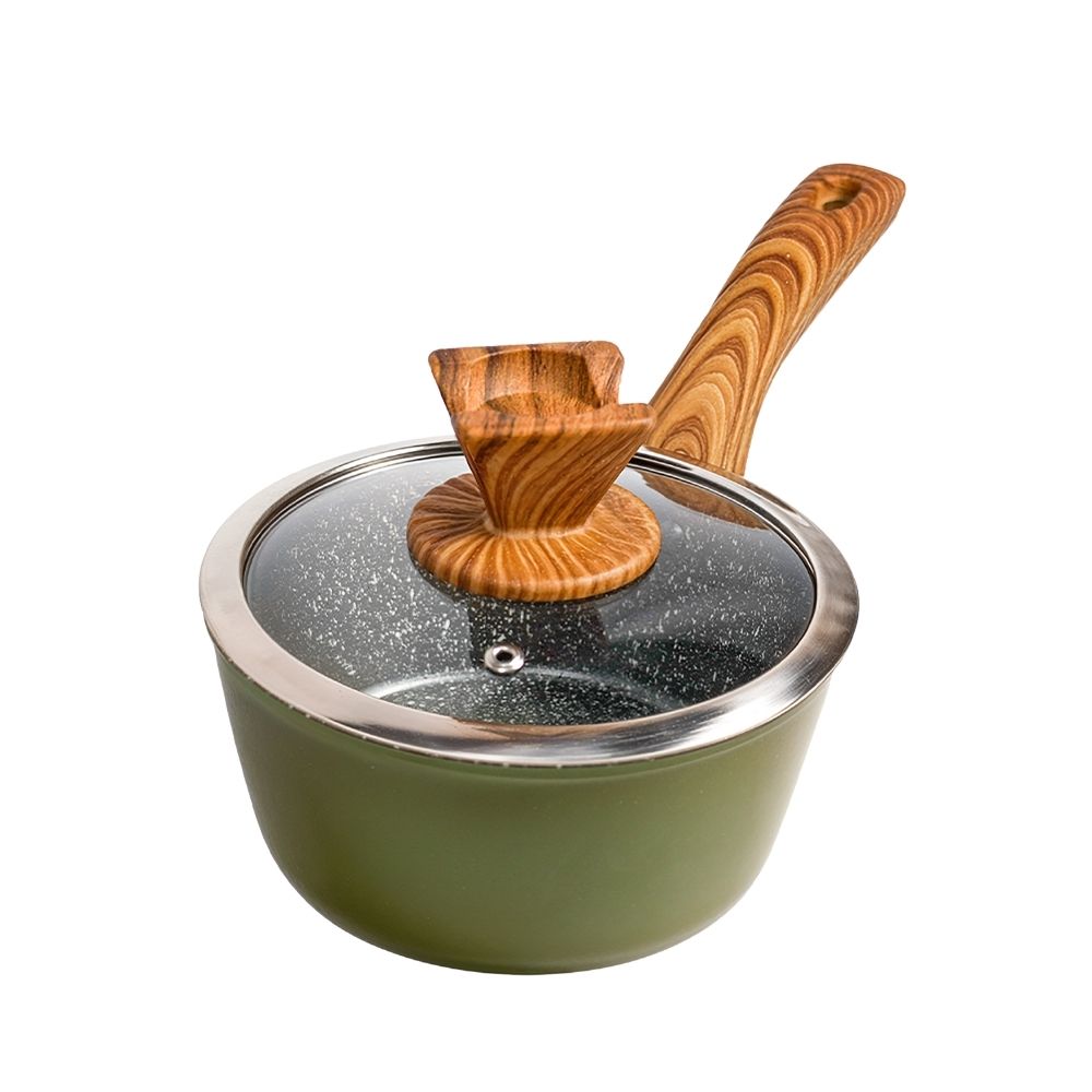Masflex by Winland 16 cm Olive Non-stick Saucepan with Tempered Glass Lid NK-PS854