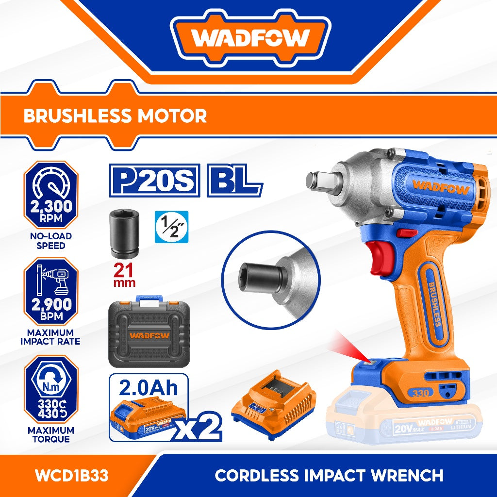 Wadfow P20 Series Li-Ion Brushless Motor Cordless Impact Wrench (WCT)