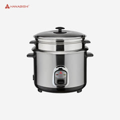 Hanabishi 1.8 Liter Pure Stainless Steel Rice Cooker serves 10 cups w/ Steamer HHRC - 18PSS - Winland Depot