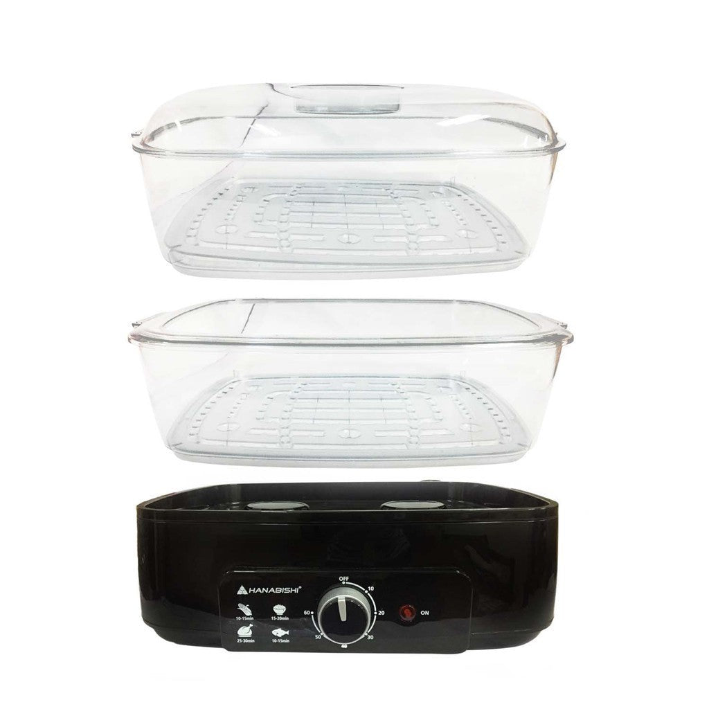 Hanabishi 2 - Level Transparent & Collapsible Steamer Trays Electric Food Steamer HFS - 85 - Winland Depot