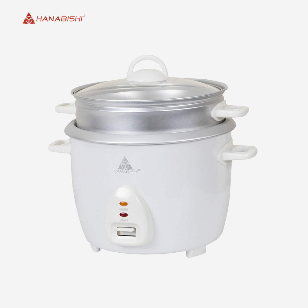 Hanabishi Aesthetic Rice Cooker 1L Serves 3cups Glass Cover w/ Steamer HHRC10WHT - Winland Depot