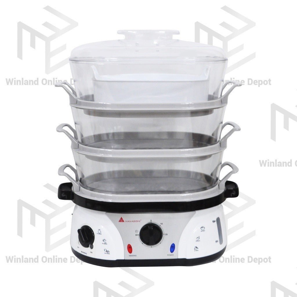 Hanabishi Electric 3 Level Food Steamer w/ FREE Plastic Container HFS55 - Winland Depot