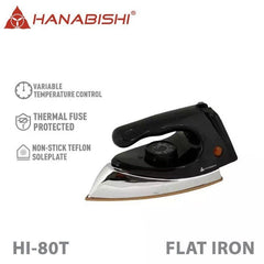 Hanabishi Non - stick Teflon Soleplate Flat Iron for Clothes HI80T - Winland Depot