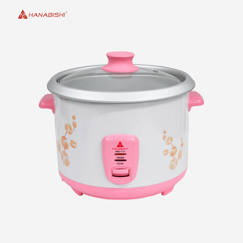 Hanabishi Pink Rice Cooker 1.2L serves 6 cups Glass Cover HRC12G ...