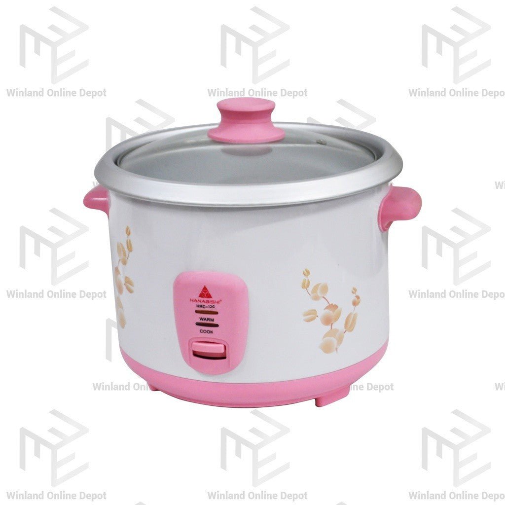 Hanabishi Pink Rice Cooker 1.2L serves 6 cups Glass Cover HRC12G - Winland Depot