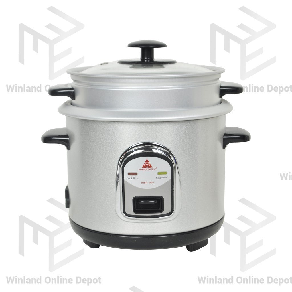 Hanabishi Rice Cooker 1.0 Liter / 5 cups w/ Keep Warm System & Steamer HHRC10SS - Winland Depot