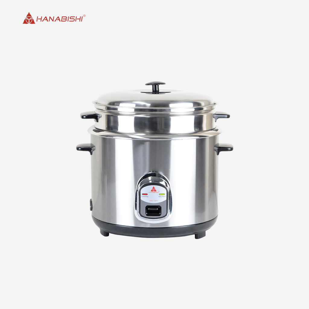 Hanabishi Rice Cooker 1.4L serves 7 cups Stainless Steel w/ Steamer HHRC14PSS - Winland Depot