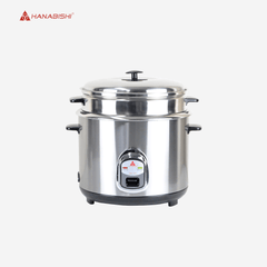 Hanabishi Rice Cooker 1.4L serves 7 cups Stainless Steel w/ Steamer HHRC14PSS - Winland Depot