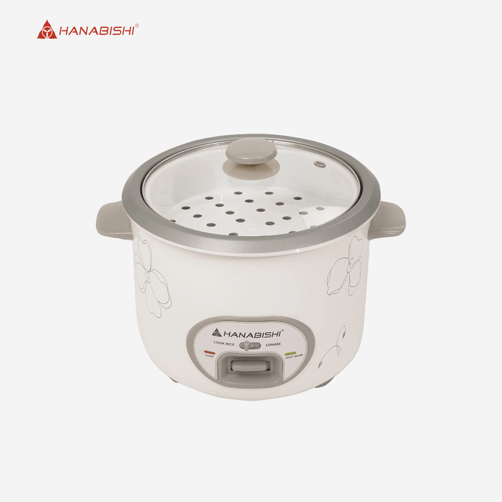 Hanabishi Rice Cooker 1.5L serves 4 - 5 cups Glass Cover w/ Steamer HRC15R2C - Winland Depot