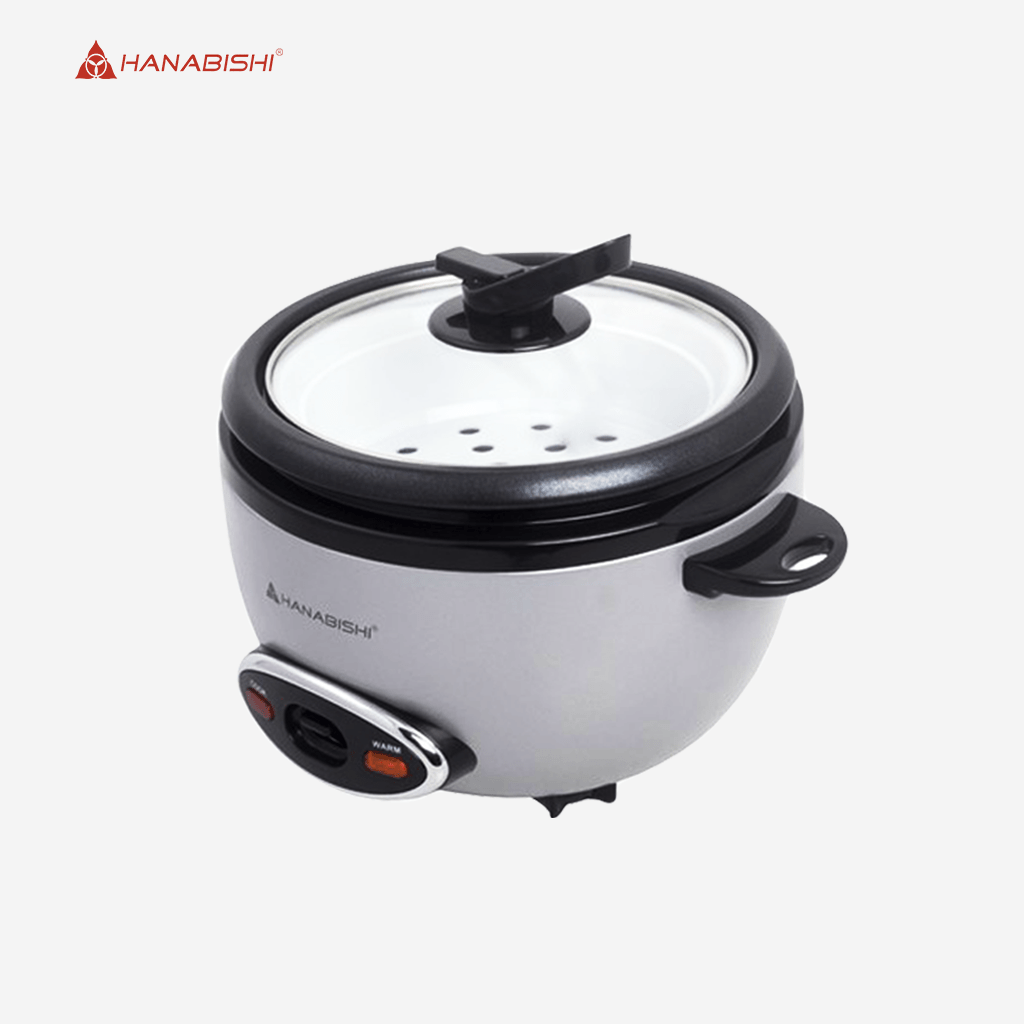 Hanabishi Rice Cooker 1.8L / 10 cups Glass Cover Teflon Inner Pot with Steamer HRC18BRC - Winland Depot