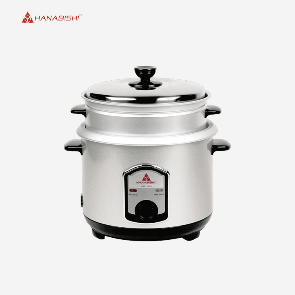 Hanabishi Rice Cooker 1.8L / 10 cups w/ Keep Warm System & Steamer Silver Series HHRC18SS - Winland Depot