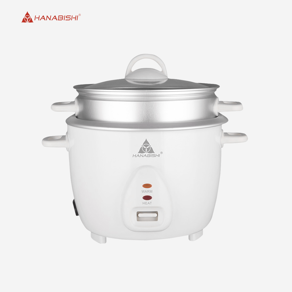 Hanabishi Rice Cooker 1.8L serves 10 cups Glass Cover with Steamer HHRC18WHT - Winland Depot