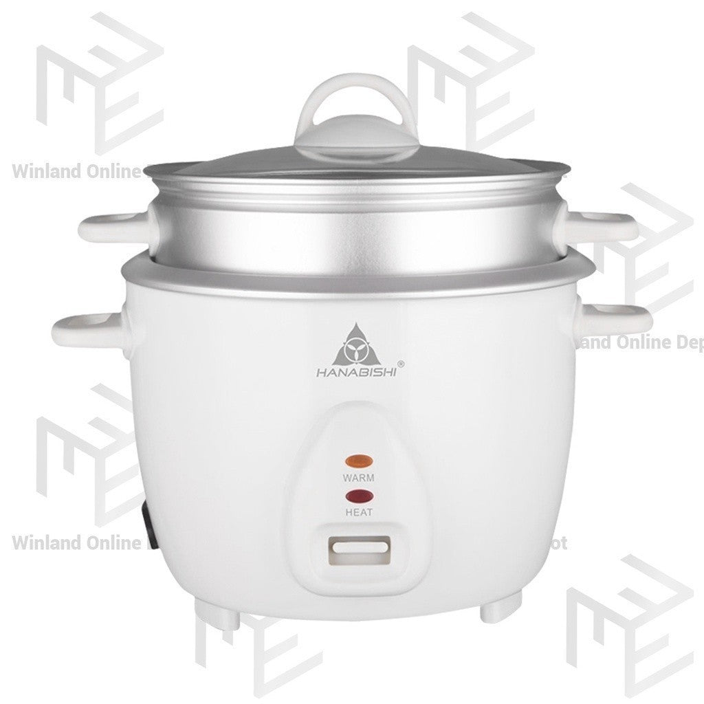 Hanabishi Rice Cooker 1.8L serves 10 cups Glass Cover with Steamer HHRC18WHT - Winland Depot