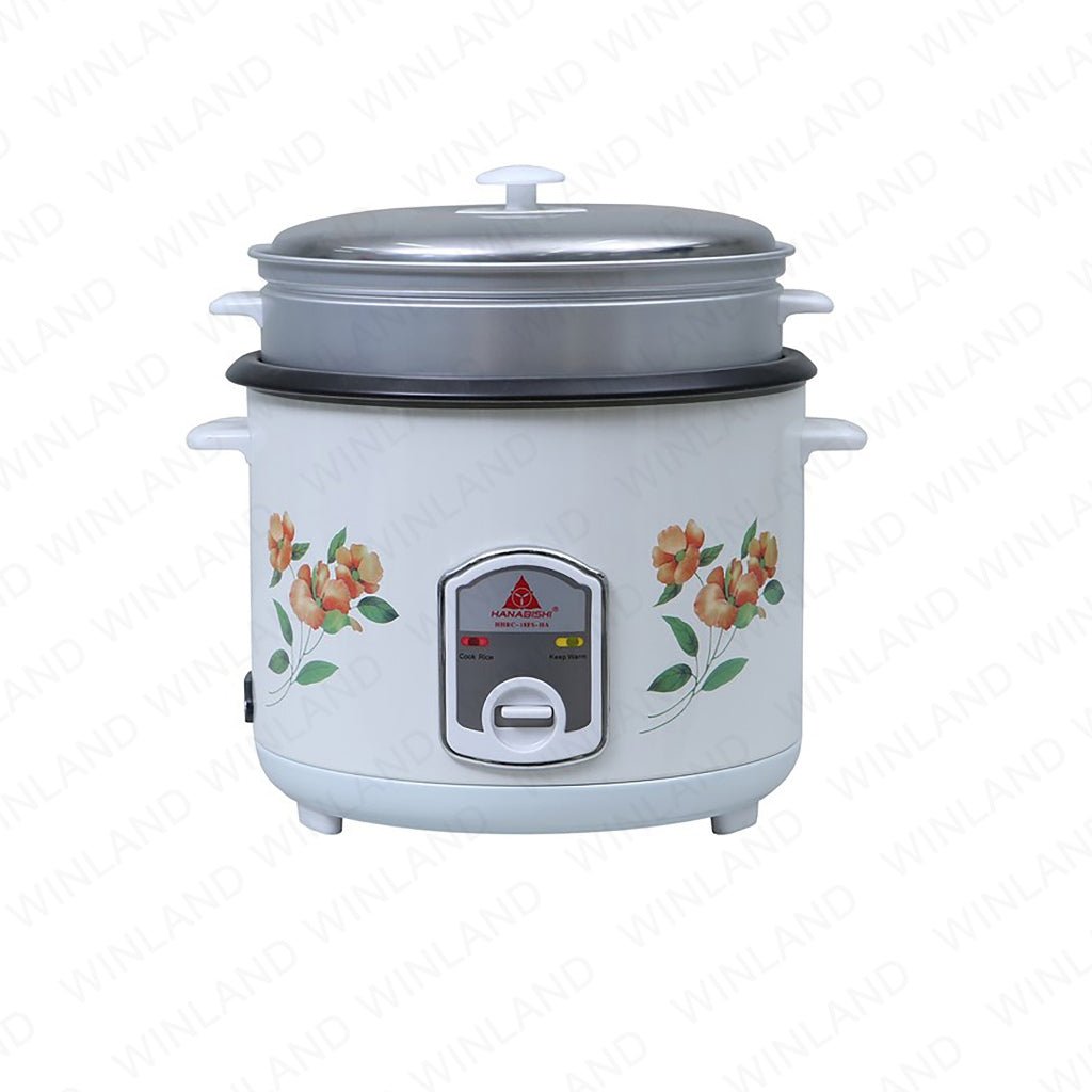 Hanabishi Rice Cooker 1.8L serves 10cups Stainless Cover with Steamer HHRC - 18FSHA - Winland Depot