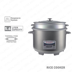 Hanabishi Rice Cooker 5.6L serves 30 cups Glass Cover with Steamer HHRC - 56GSS - Winland Depot