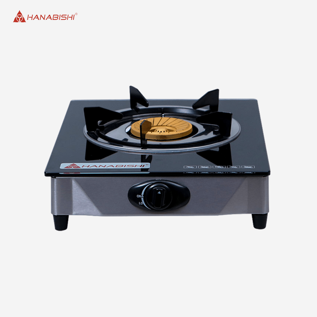 Hanabishi Single Burner Gas Stove Glass Top Pannel,Black Iron Trivet GGS100 - Winland Depot