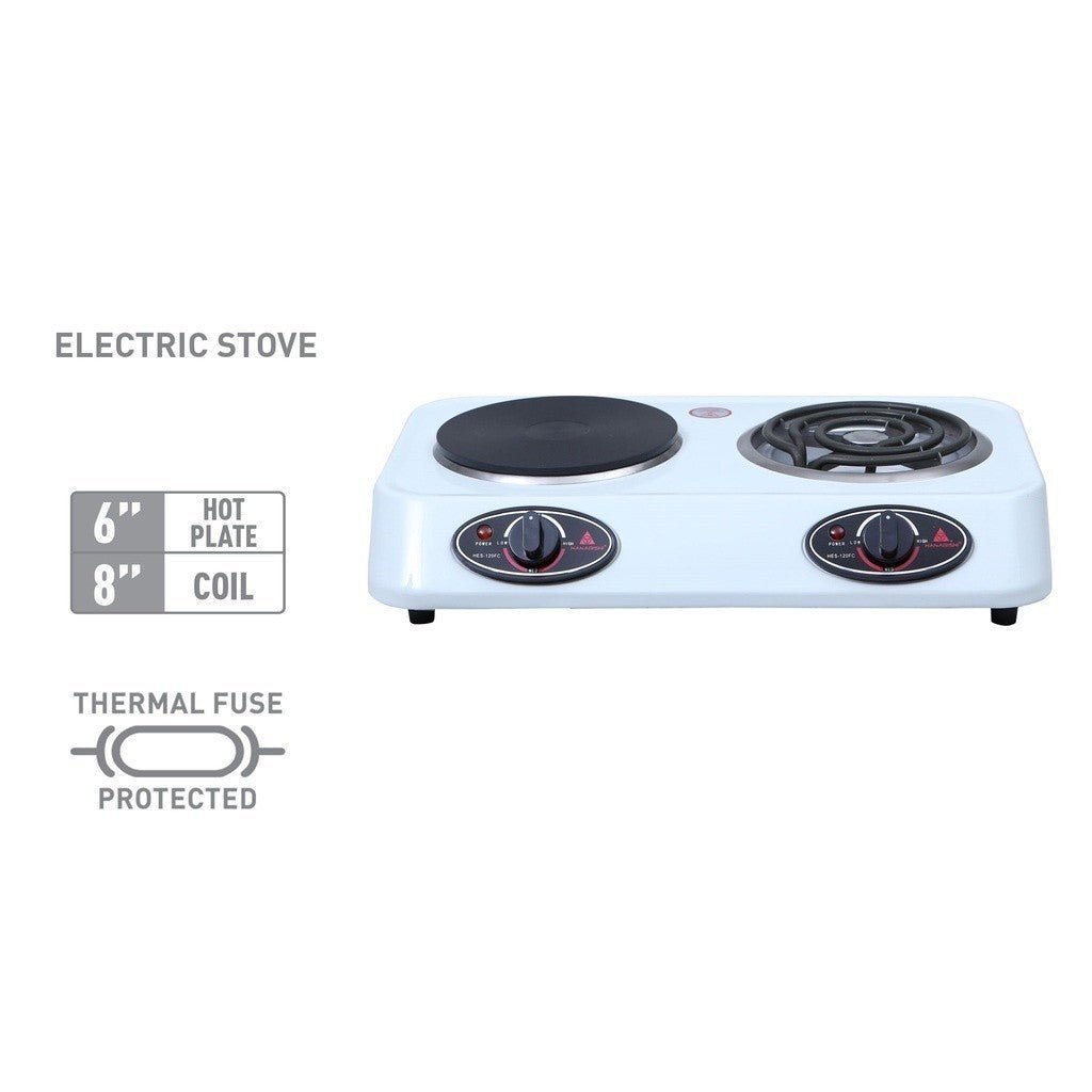 Hanabishi Stainless Steel Electric Double Burner 6 inch Coil Plate Gas Stove HES120FC - Winland Depot