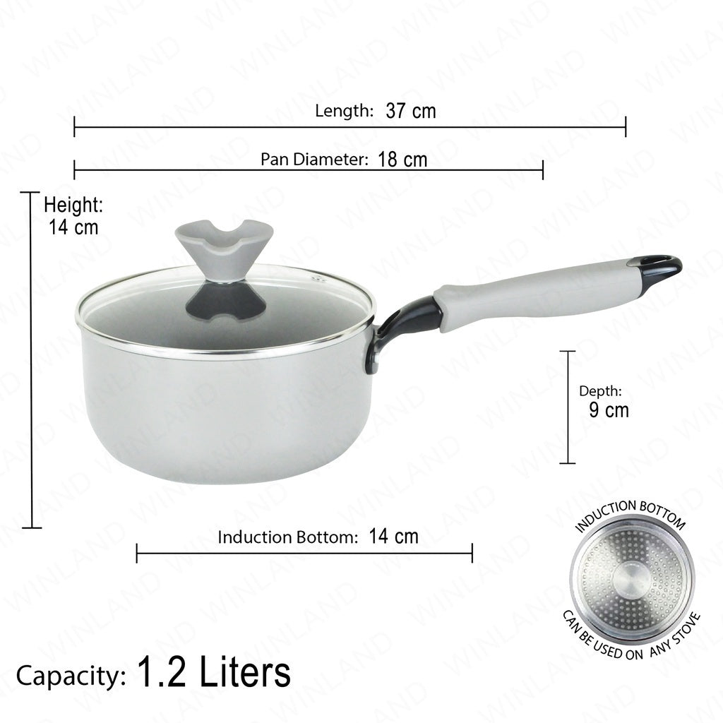 HOME ESSENCE by MASFLEX 18cm 2Layer Non - stick Induction Saucepan Gauge Aluminum Cookware NS - 18S - Winland Depot