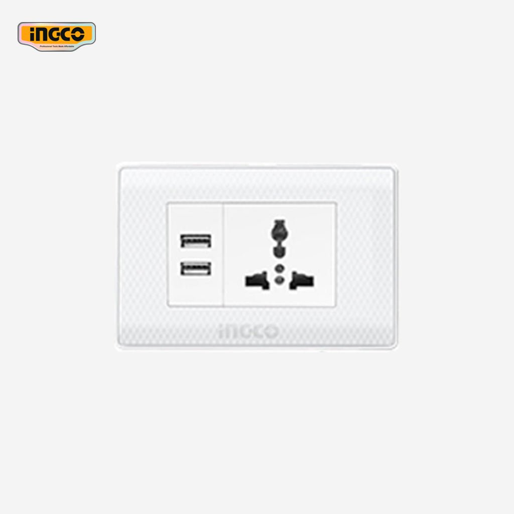 Ingco 1 - Gang Socket Outlet with 2 USB 118 x 80mm HESST181101US - Winland Depot