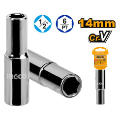 Ingco 1/2 Inch Deep Hexagonal Socket 14mm HHAST12143L - Winland Depot