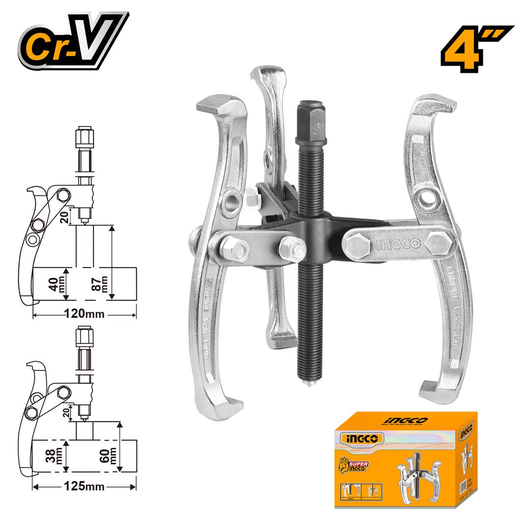 Ingco 4 Inch Three Jaws Gear Puller Remover Jaw Bearing HGP08034 - Winland Depot