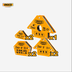 Ingco 7 Pcs Steel Magnetic Welding Holder Set / Angle Welding Magnets AMWH7002 - Winland Depot