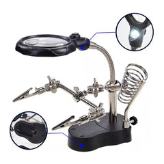 Winland TE-801 Helping Hand Tool Multi-function LED Magnifier LED Light w/ Soldering Stand Holder