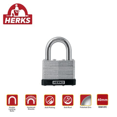 Herks by Winland Heavy Duty Laminated Padlock - Short Shackle (40mm-65mm)