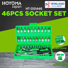 Hoyoma japan by Winland Professional 1/4" DR 46pcs Socket Set HT-DS1446