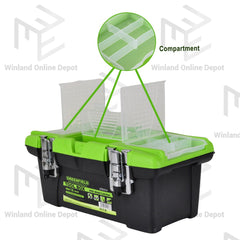 Greenfield by Winland 14-19 Inches Plastic Iron Tool Box Organizer w/ Metal Latch & Removable Tray