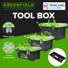 Greenfield by Winland 14-19 Inches Plastic Iron Tool Box Organizer w/ Metal Latch & Removable Tray
