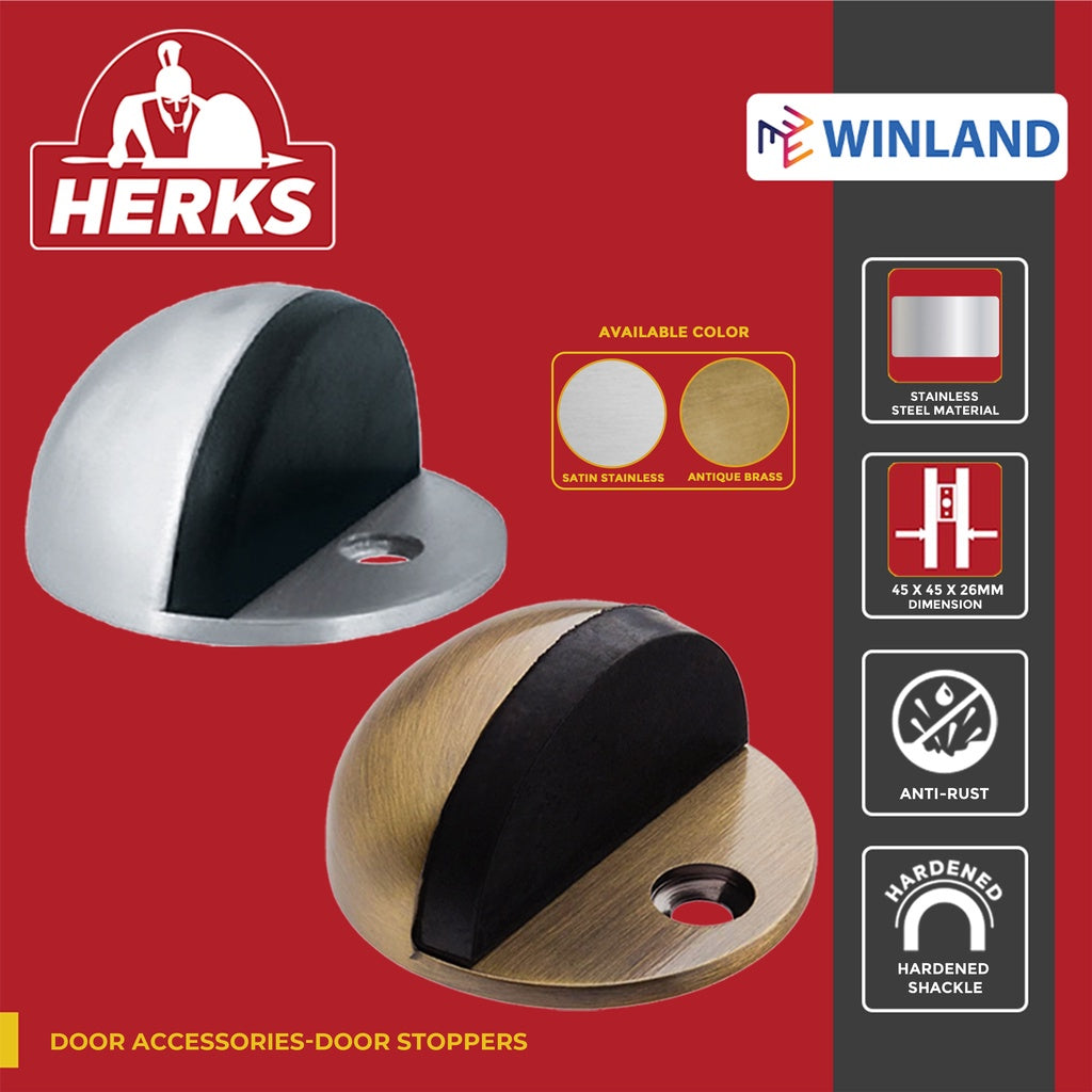Herks by Winland Satin Stainless / Antique Brass HERKS Door Accessories-Door Stoppers