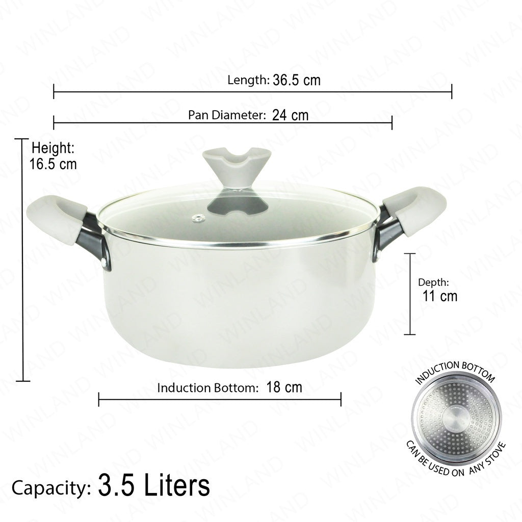 HOME ESSENCE by MASFLEX 24cm 2Layer Non-stick Induction Casserole Gauge Aluminum Cookware NS-24C