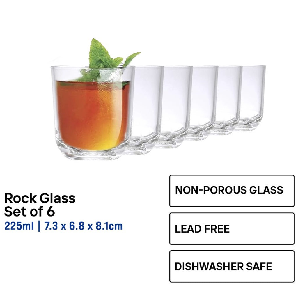 Union GLASS Thailand Clear Glass Rock Glass Water, Juice, Soda, Liquor Glass 225 ml | 8oz