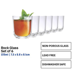 Union by Winland GLASS Thailand Clear Glass Rock Glass Water, Juice, Soda, Liquor Glass 225 ml | 8oz