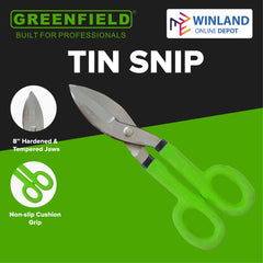 Greenfield by Winland 8inches Tin Snip Rubber Handle Scissors Tool GTS8