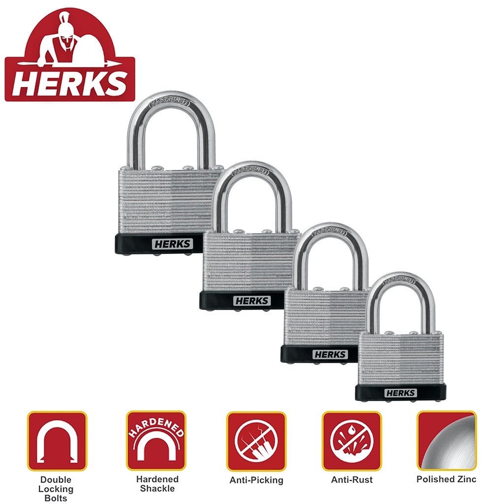 Herks by Winland Heavy Duty Laminated Padlock - Short Shackle (40mm-65mm)