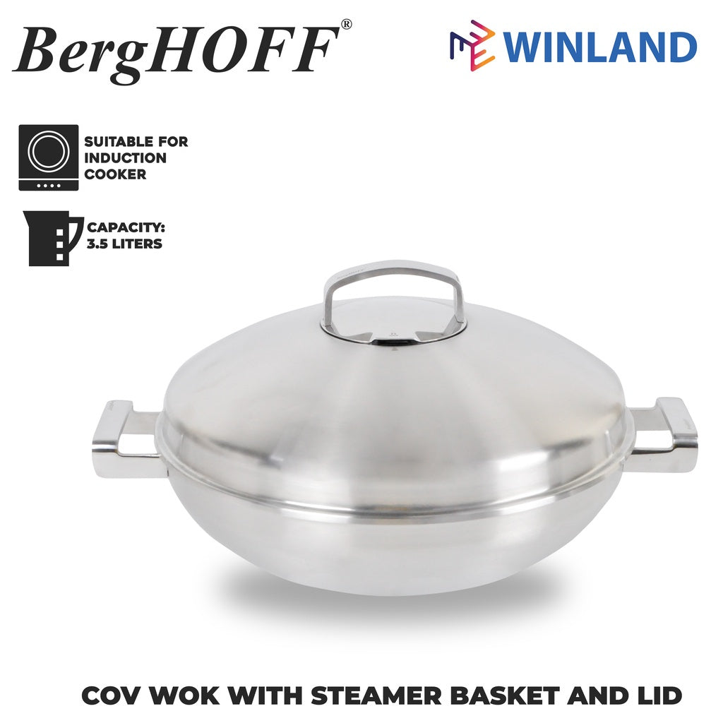 Berghoff by Winland Cov Wok 28cm 5-Ply Neo with steamer basket and lid