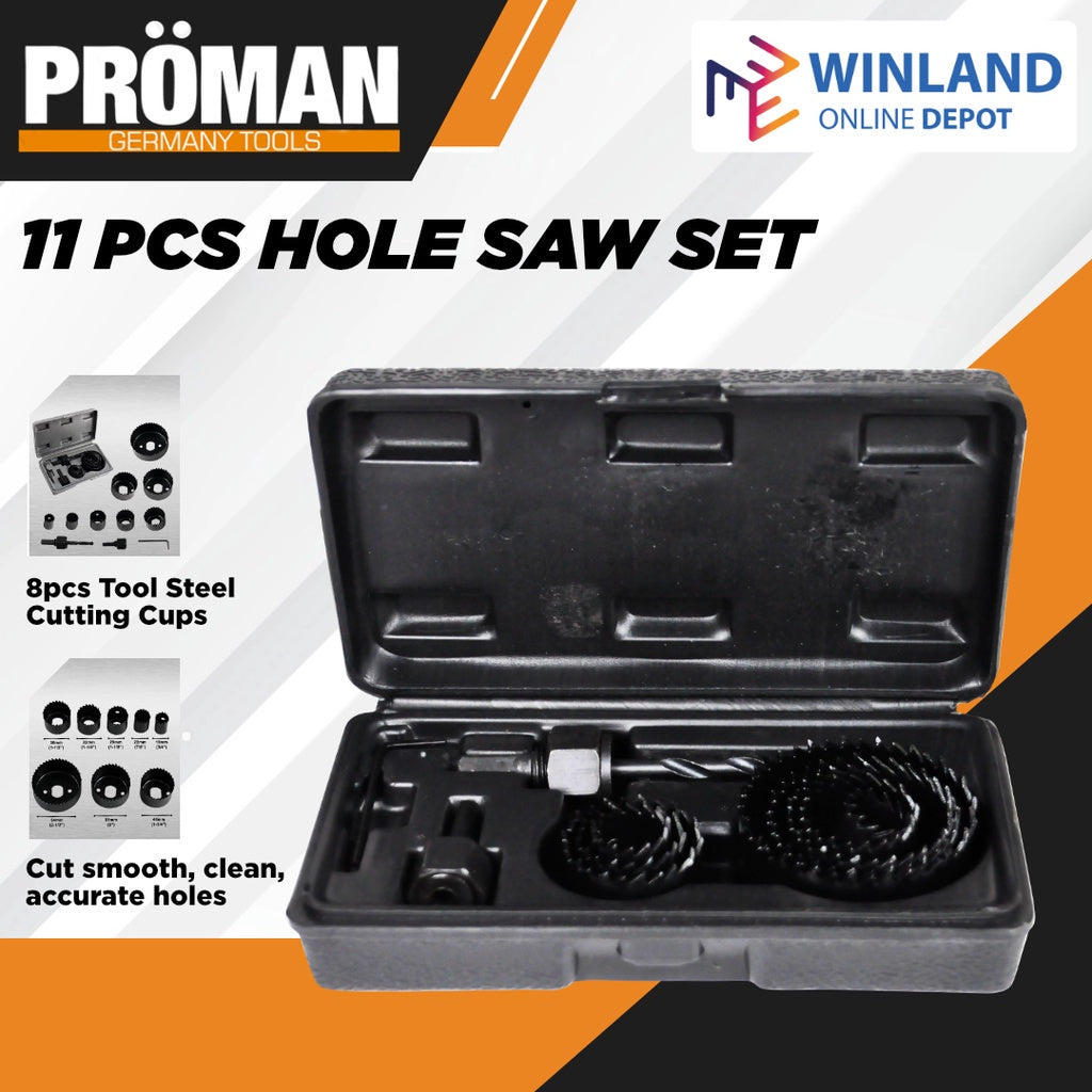 Proman by Winland 11pcs Hole Saw Set 3/4" to 2-1/2" RR-553