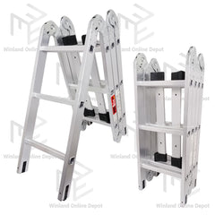 Hoyoma japan by Winland Aluminum Multi-Purpose Ladder 4 Folds 12 Step Ladder HT-AL43