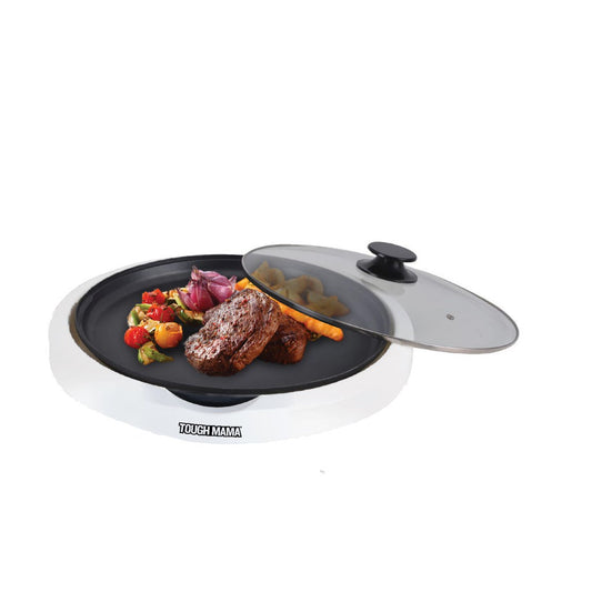 [6372]TOUGH MAMA by Winland 14" Round Griller Pan with Lid Non-stick Electric Griller NTM-EG4