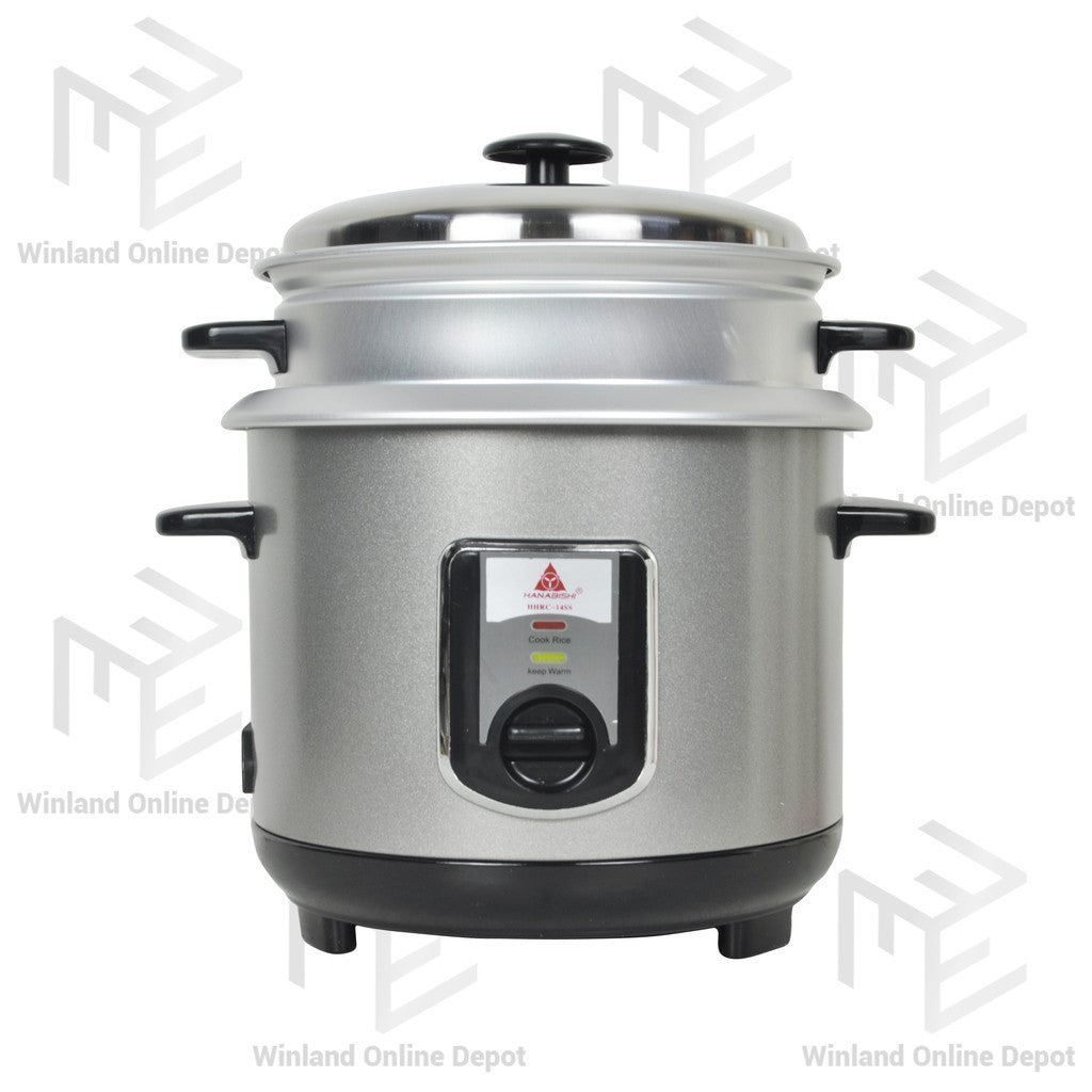 Hanabishi Rice Cooker 1.4 Liter / 7 cups w/ Keep Warm System & Steamer HHRC14SS