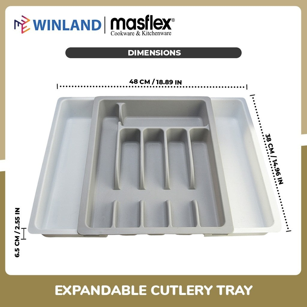 Masflex by Winland Expandable Cutlery Drawer Storage Rack Kitchen Tray Spoon Knife Fork Organizer