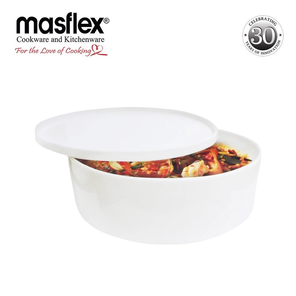Masflex by Winland 7inches Porcelain Casserole with Cover Bakeware 1.35Liters HN-OC18