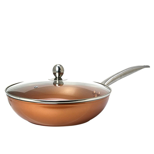 Masflex by Winland Non Stick Copper Induction Deep Fry Pan with Glass Lid 28cm Frying Pan NK-28DFP