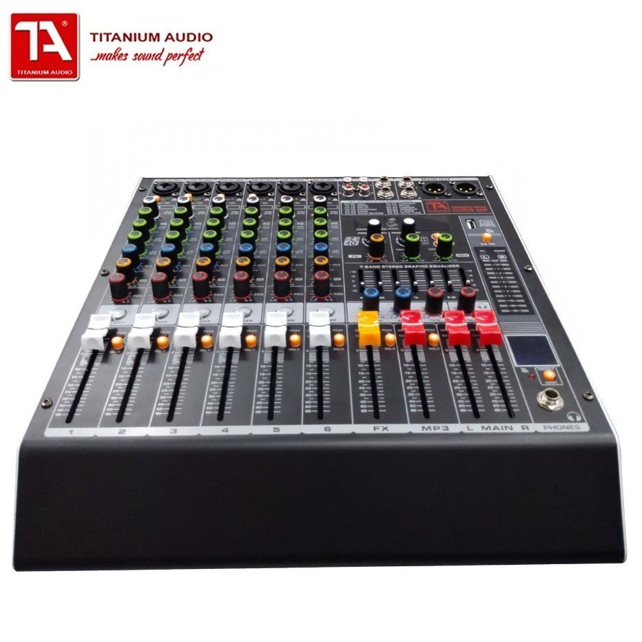 Titanium Audio Powered Mixer with DSP 600W RMS (USB,AUX,BT, +48V, 7-Band EQ CURVE 60P